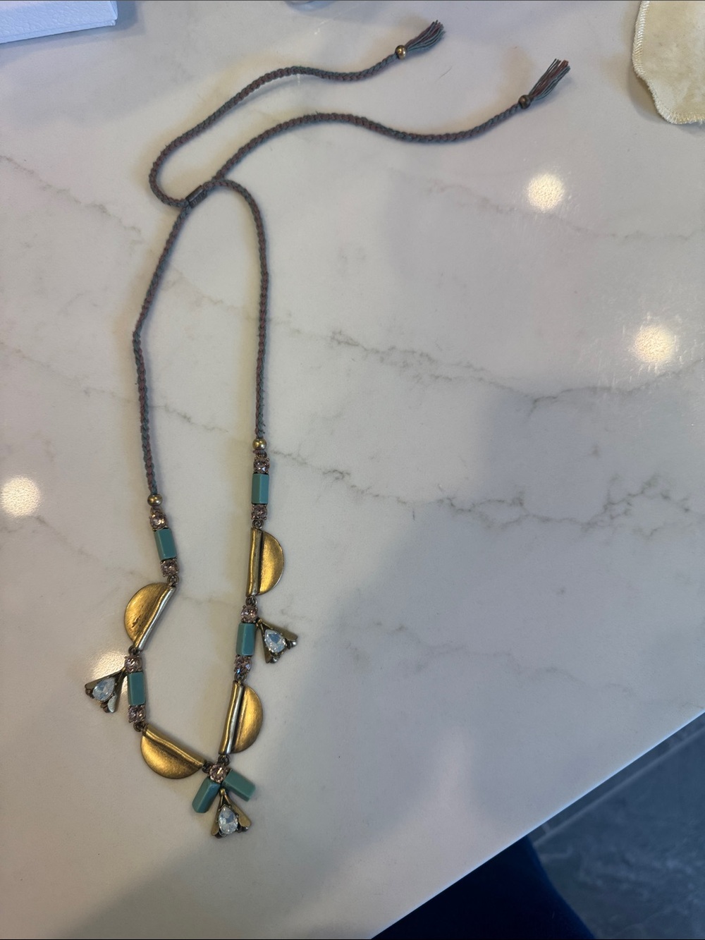 Women’s Turquoise and Gold Statement Necklace